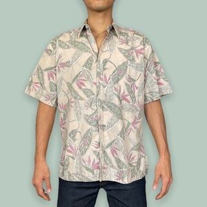 Vintage Cooke Street Honolulu Hawaiian Button Shirt Rare Peach color Size L